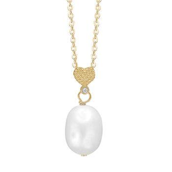 Aagaard 8 karat guld halskæde med barok perle og zirkonia