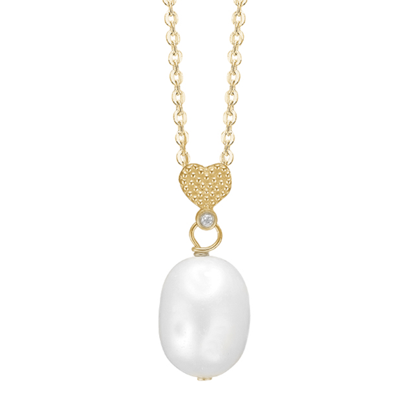 Aagaard 8 karat guld halskæde med barok perle og zirkonia