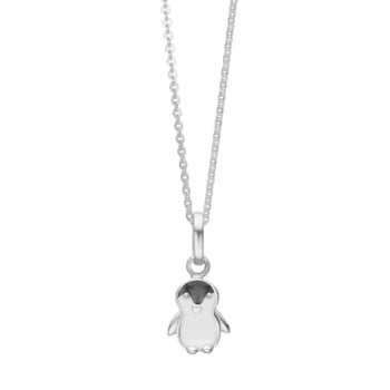 Sølv halskæde med pingvin-vedhæng til børn