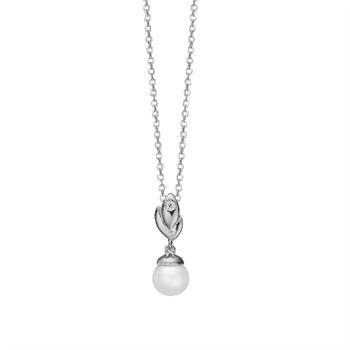 Aagaard sølv Perle vedhæng med kæde med Kæde 45 cm Zirkonia/ferskvandsperle