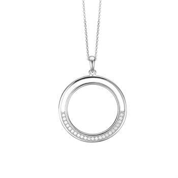 Aagaard sterling sølv Stor cirkel med CZ vedhæng med kæde med 23 zirkonia