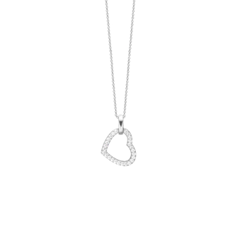 Sølv kamp. Halskæde hjerte med cz, sølv, fra Aagaard