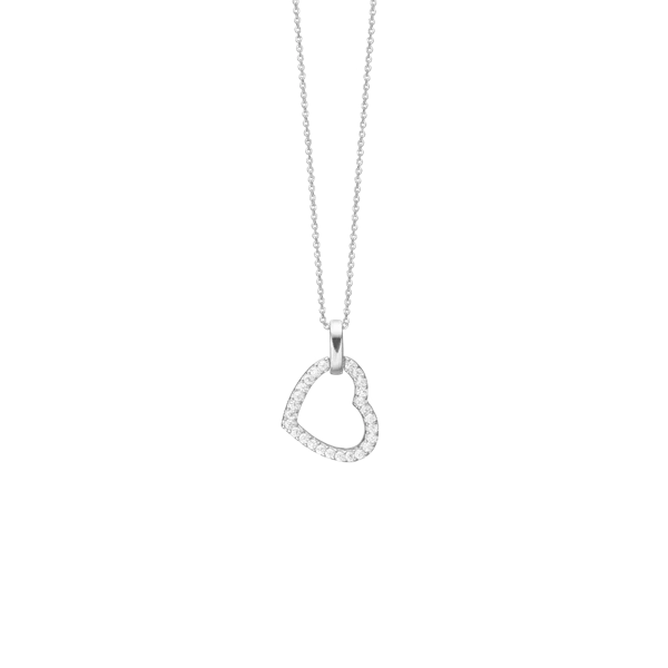 Sølv kamp. Halskæde hjerte med cz, sølv, fra Aagaard