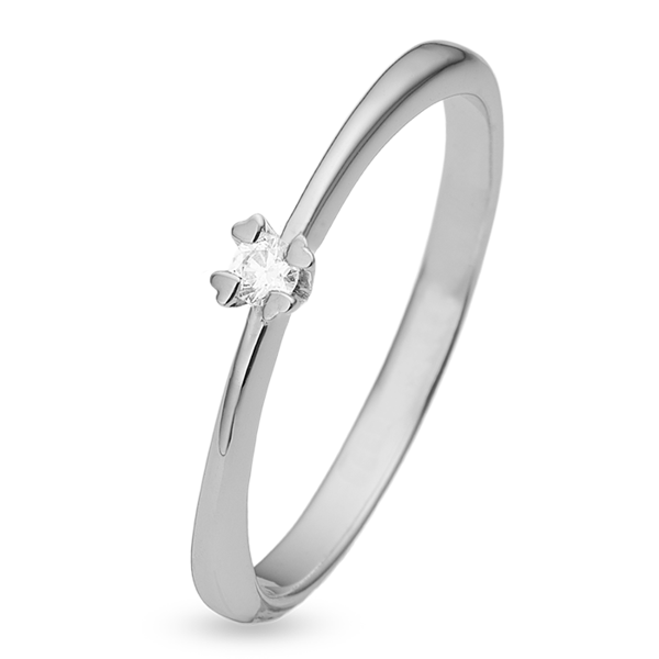 Mary 8 kt. Hvidguld ring med i alt 0,03 ct labgrown diamant Wesselton VS