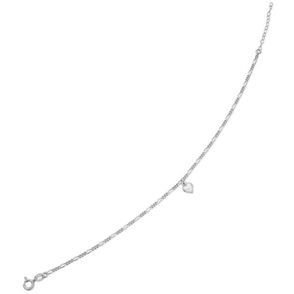 Støvring Design\'s Smuk Figaro ankelkæde med hjertevedhæng, 23,5 +3 cm