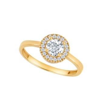 Siersbøl's Elegant ring i 8 karat guld med roset af stor glitrende zirkonia omkranset af masser små sten.