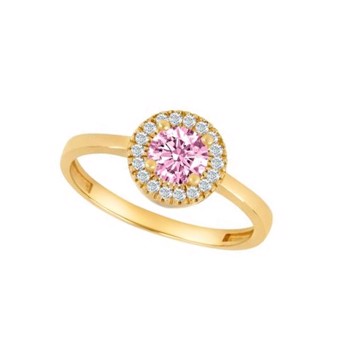 Siersbøl's Elegant ring i 8 karat guld med roset af stor rosa zirkonia omkranset af masser små hvide sten