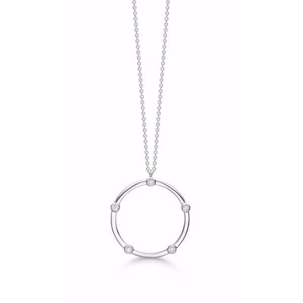 Guld & Sølv design sterling sølv Vedhæng med kæde, Cirkel med blank overflade, diameter 25 mm, kæde 45 cm