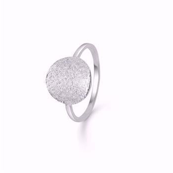 Guld & Sølv design sterling sølv Fingerring, Cirkel med banket overflade - ringmål 58