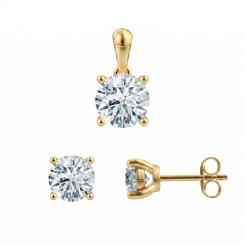 14 kt guld Luxury Solitaire smykkesæt med i alt 2,00 ct Labgrown diamant Top Wesselston VS2