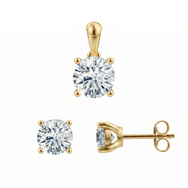 14 kt guld Luxury Solitaire smykkesæt med i alt 2,00 ct Labgrown diamant Top Wesselston VS2