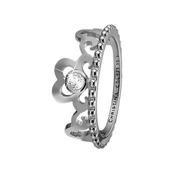 Christina Collect 925 sterling sølv Princess Hearts Fin prinssesse ring med hjerter og topas, model 2.16.A