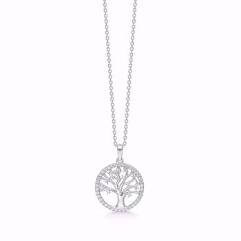 Vedhæng med Livets Træ i sterling sølv med glitrende hvide zirkonia