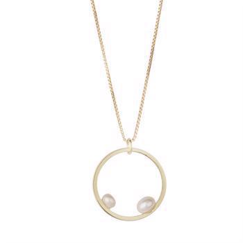L & G 925 sterling sølv vedhæng med kæde, Cirkel med perle med blank overflade, model 204670-FP