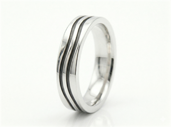 Randers Sølv herrering i sølv med skråt mønster – 5,0 mm