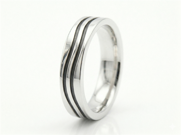 Randers Sølv herrering i sølv med skråt mønster – 5,0 mm