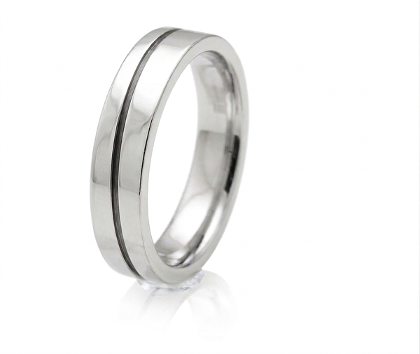 Randers Sølv herrering i sølv med sort rille