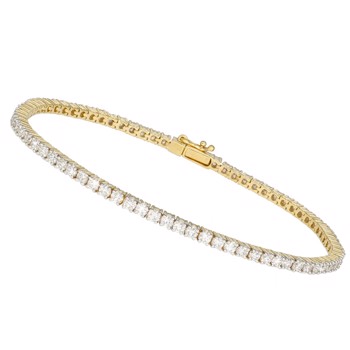 14 karat rødguld Tennisarmbånd med 2,93 ct diamanter, 19 cm