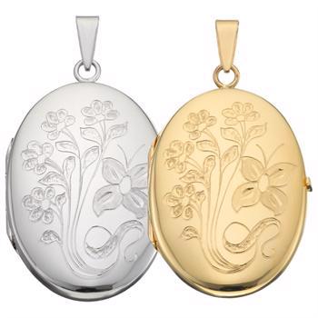 Oval Medaljon med mønster til foto i sølv eller guld - Flere størrelser