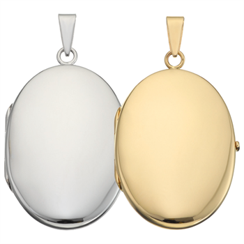 Blank Oval Medaljon til foto i sølv eller guld - Flere størrelser