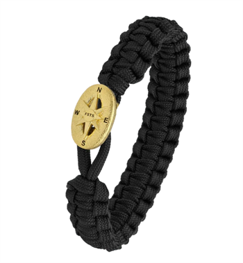 Sort From Soldier to Soldier armbånd med Soldier forgyldt kompas stållås – Aagaard- 18 cm