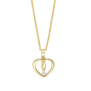 Siersbøl's smukt og betydningsfuldt hjertevedhæng i 8 karat guld med en hvid glitrende zirkonia 