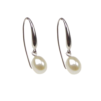 Sølv hænge øreringe med ferskvands perler, 11 x 9 mm fra San Link of Joy