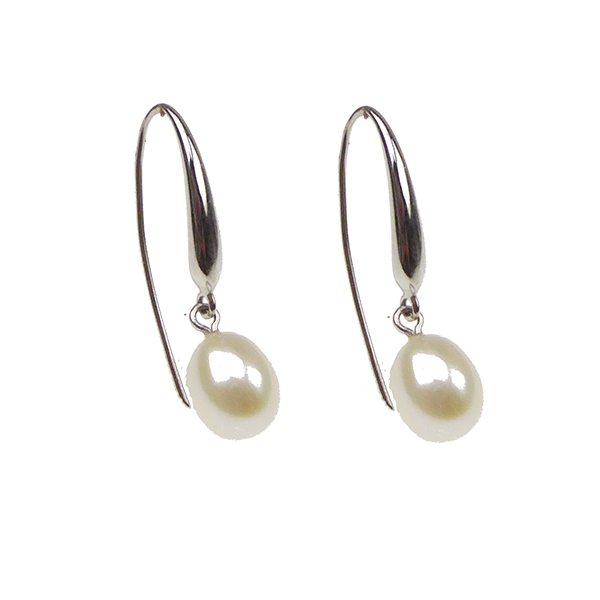 Sølv hænge øreringe med ferskvands perler, 11 x 9 mm fra San Link of Joy