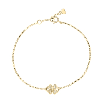 Armbånd kløver 7,5mm zirkonia 16-18cm 8 karat, 16-18cm