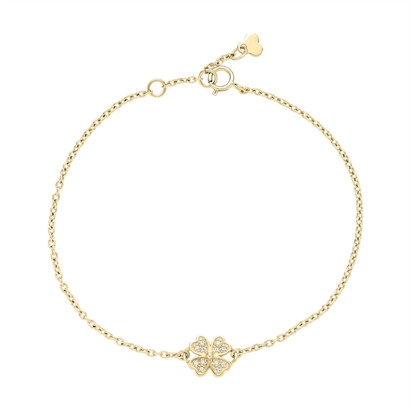 Armbånd kløver 7,5mm zirkonia 16-18cm 8 karat, 16-18cm
