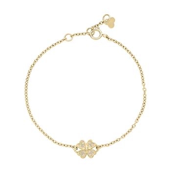 Armbånd kløver 7,5mm zirkonia 14-16cm 8 karat, 14-16cm