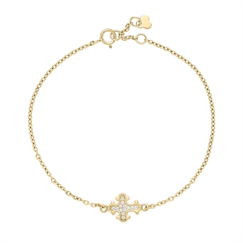Armbånd kors 10x9mm zirkonia 16-18cm 8 karat, 16-18cm