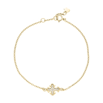 Armbånd kors 10x9mm zirkonia 14-16cm 8 karat