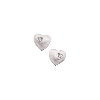 Sølv ørestikker rhodineret hjerte med diamant. Diamant ialt 0,006 ct. w/p3. fra Støvring Design