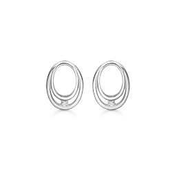 Image of Støvring Design sterling sølv ørestikker, oval med blank overflade, model 30223002