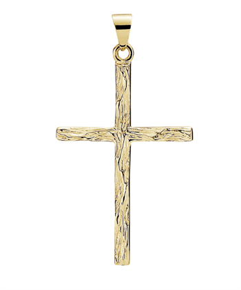 8 karat kors vedhæng med skåret effekter, 15 x 11 mm