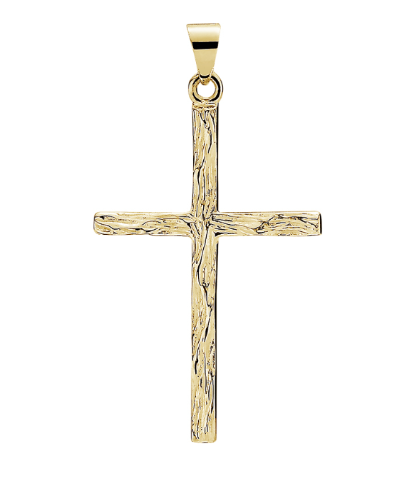 8 karat kors vedhæng med skåret effekter, 15 x 11 mm