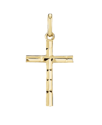 8 karat kors vedhæng med skåret effekter, 15 x 11 mm