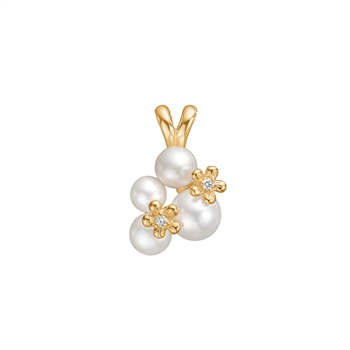 Vedhæng ferskvandsperle+ dia 0,04ct W.SI, 8 karat