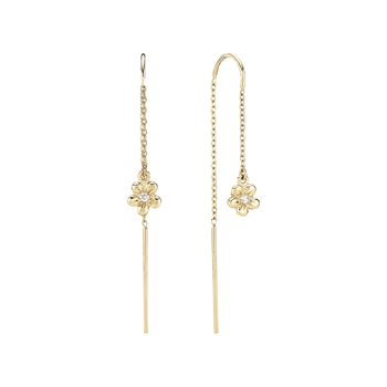 Ørehænger kæde med blomst og diam 8 karat