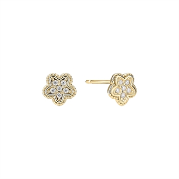Lund Copenhagen blomst ørestikker 9 karat guld med zirkonia