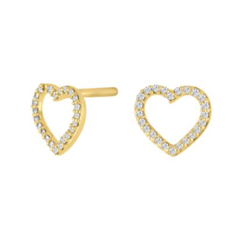 Siersbøl's smukke og betydningsfulde hjerte ørestikkere i 14 karat guld med hvide glitrende diamanter