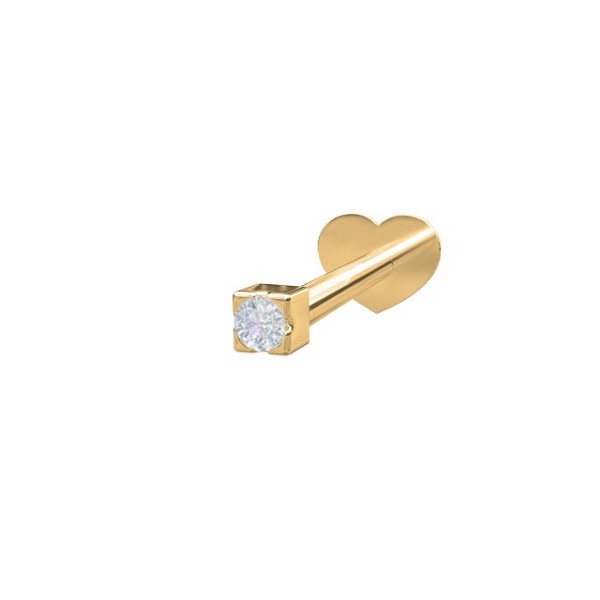 Nordahl\'s PIERCE52 labret-piercing i 14 kt. guld med en glimtrende diamant