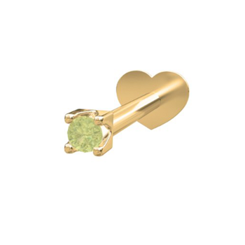 Nordahl's PIERCE52 labret-piercing i 14 kt. guld med grøn peridot 
