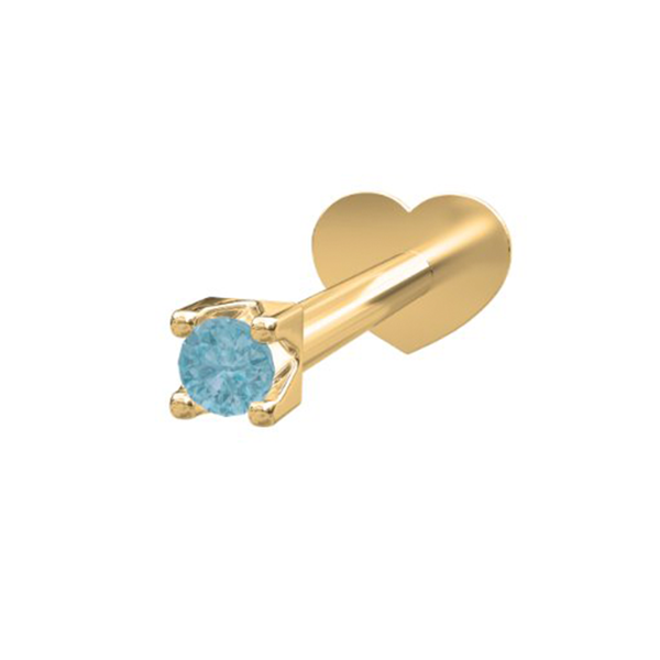Nordahl\'s PIERCE52 labret-piercing i 14 kt. guld med blå London topaz