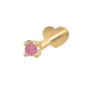 Nordahl's PIERCE52 labret-piercing i 14 kt. guld med pink topaz