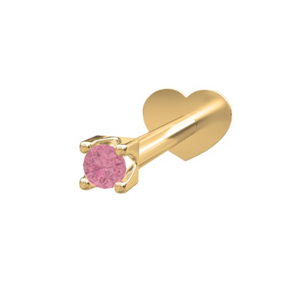 Nordahl\'s PIERCE52 labret-piercing i 14 kt. guld med pink topaz