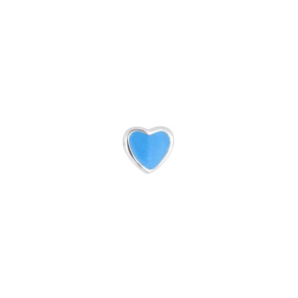 Nordahl\'s Ørestik hjerte med blå emalje i rhodineret sølv