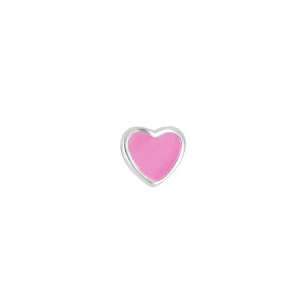 Nordahl\'s Ørestik hjerte med lyserød emalje i rhodineret sølv