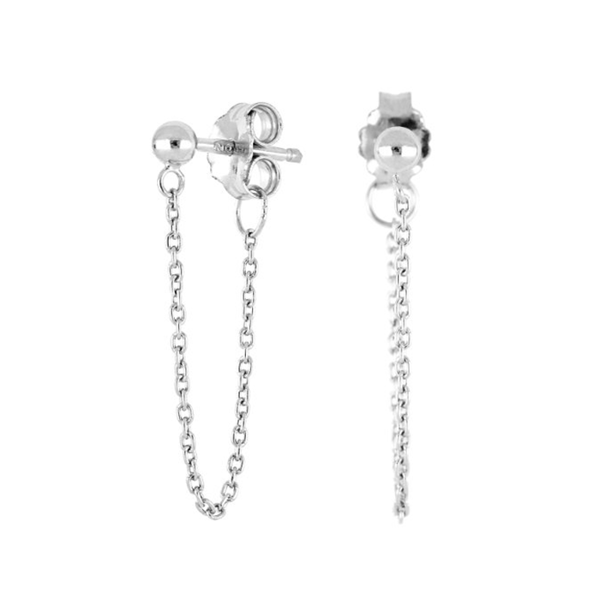 Nordahl\'s CANDY52 kæde øreringe i sølv med kugle-ørestikkere